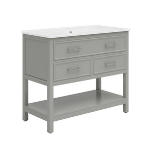 Bathroom Vanity With Ceramic Sink, Tip Out Tray & 2 Full Extension Drawers