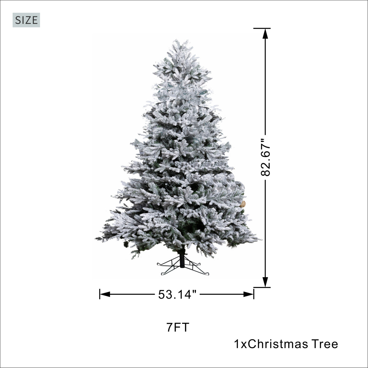 7 Ft Snow-Flocked PE/PVC Hybrid Christmas Tree