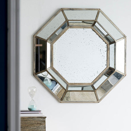Oversized Octagon Mirror Mid Century Modern Silver