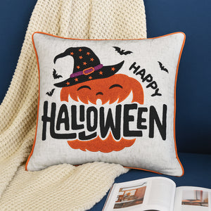 Happy Halloween Pumpkin Witch Throw Pillow Set of 2
