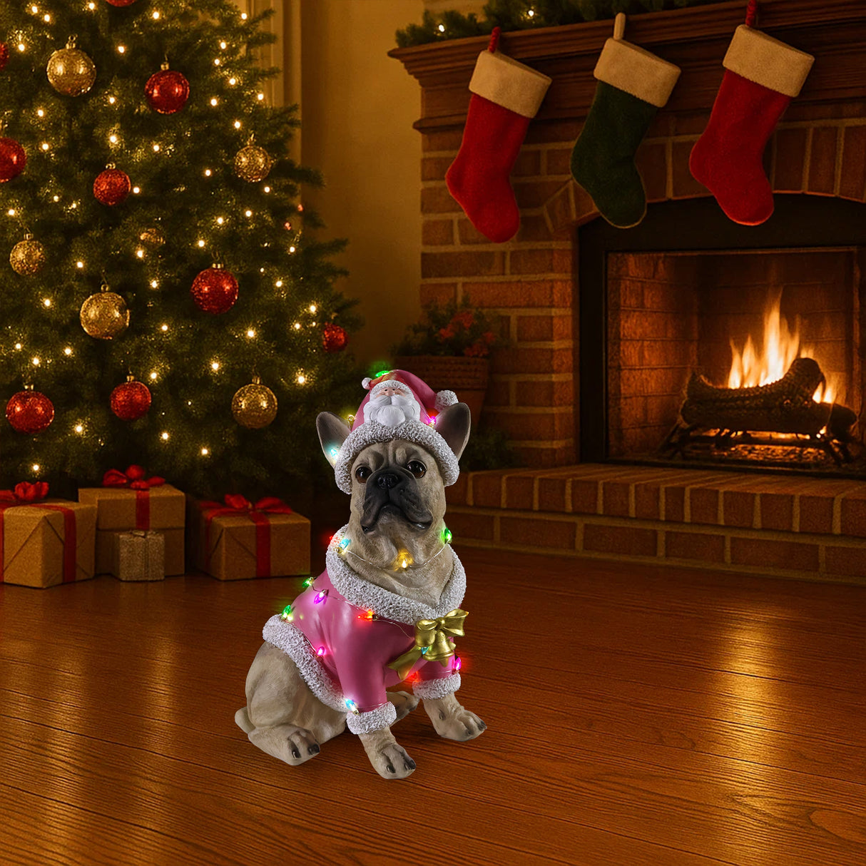 Christmas French Bulldog Statue