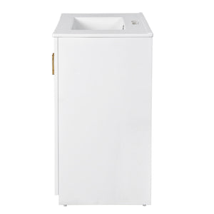 Ceramic Sink Combo, Freestanding Vanity Set With 3 Drawers & Soft Closing Doors