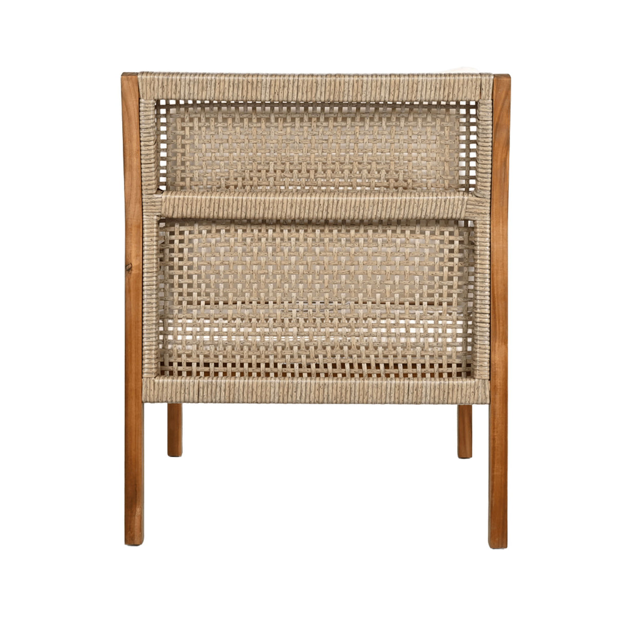Acacia Wood Patio Furniture Club Chair, Outdoor Wicker Armchair, Deep Seating With Soft Cushions For Porch - Teak / Mix Brown