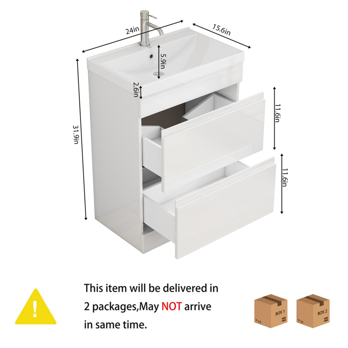 24-inch Bathroom Vanity With Sink Combo