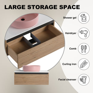 30" Wall-Mounted Bathroom Vanity with Art Ceramic Sink