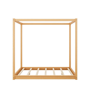Wood Canopy Platform Bed With Support Legs And Airflow Slats