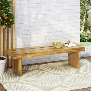 Nahanni - Rustic Acacia Wood Bench With Slat Design - Natural - Best Buy Furniture
