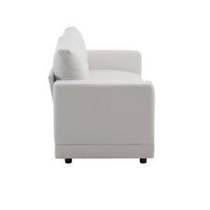 Modern Square Arm Sofa With Soft Fabric Upholstery, Deep Cushions
