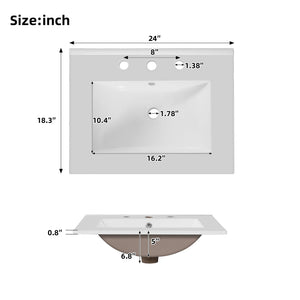 Bathroom Vanity With Sink, 1 Divided Drawer And 2 Soft Close Doors With Double Shelf