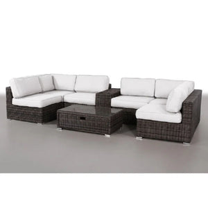 Elegant 4 Person Wicker Patio Seating Set With Cushions And Glass Top Table