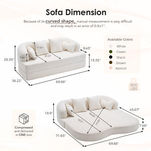 2-in-1 Foldable Sofa Bed with 4 Pillows