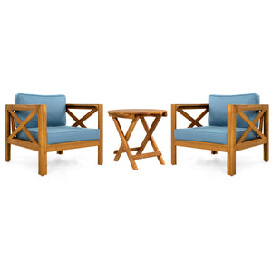 Patio Conversation Set, Outdoor Wood Conversation Seat (Set of 2)