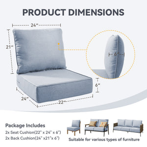 6" Thicker Outdoor Chair Cushions - Set of 2