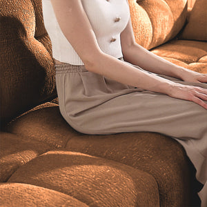 Sofa Set With Ottoman And Pillows, Textured, High Resilience Cushions