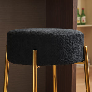 Round Bar Stools (Set of 2), Contemporary Upholstered Dining Stools For Kitchens, Coffee Shops And Bar Stores - Legs