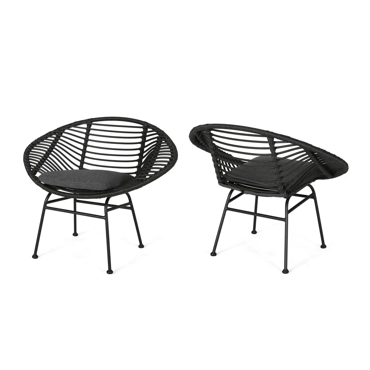 Cordella - Outdoor Woven Wicker Chairs With Cushions, (Set of 2) - Best Buy Furniture