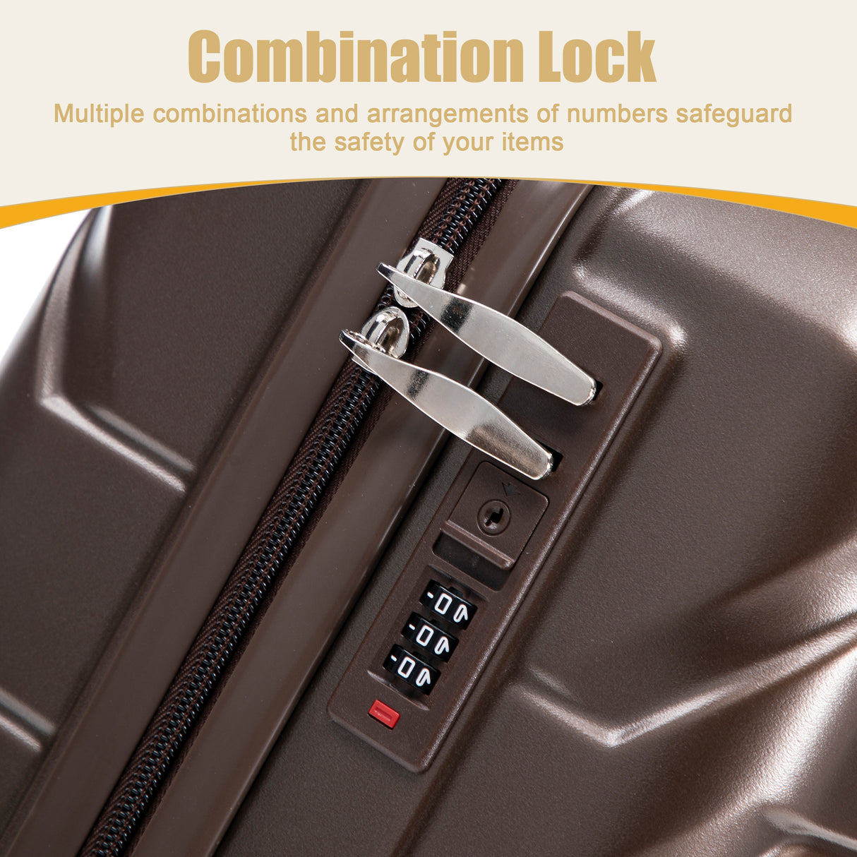 20 Inch ABS Hard Shell Travel Checked Luggage - Brown