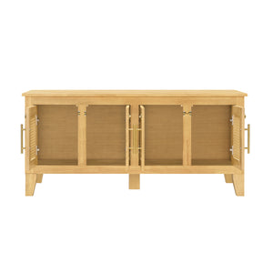 Lars Indoor Rattan Decorated Rubber Wood Dog Crate Cabinet
