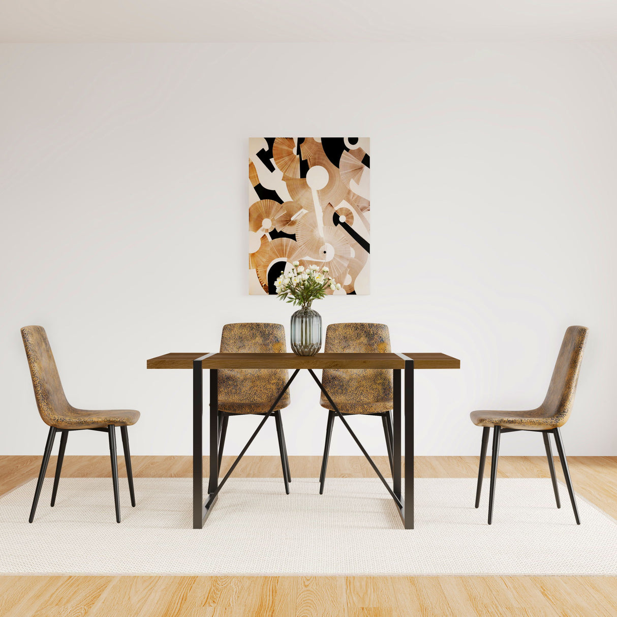 Modern Dining Table With Metal Legs For 4 - 6 Person