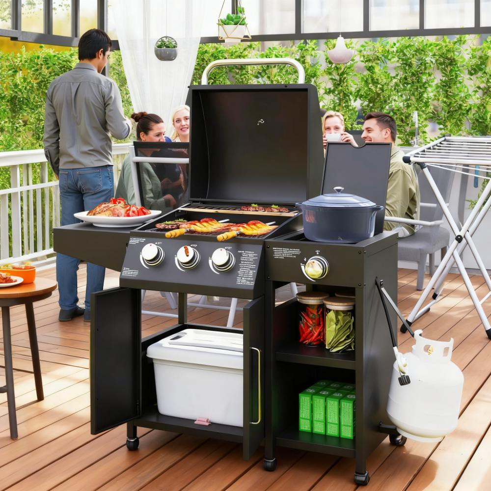Barbecue Grill Gas Grill with Side Burner