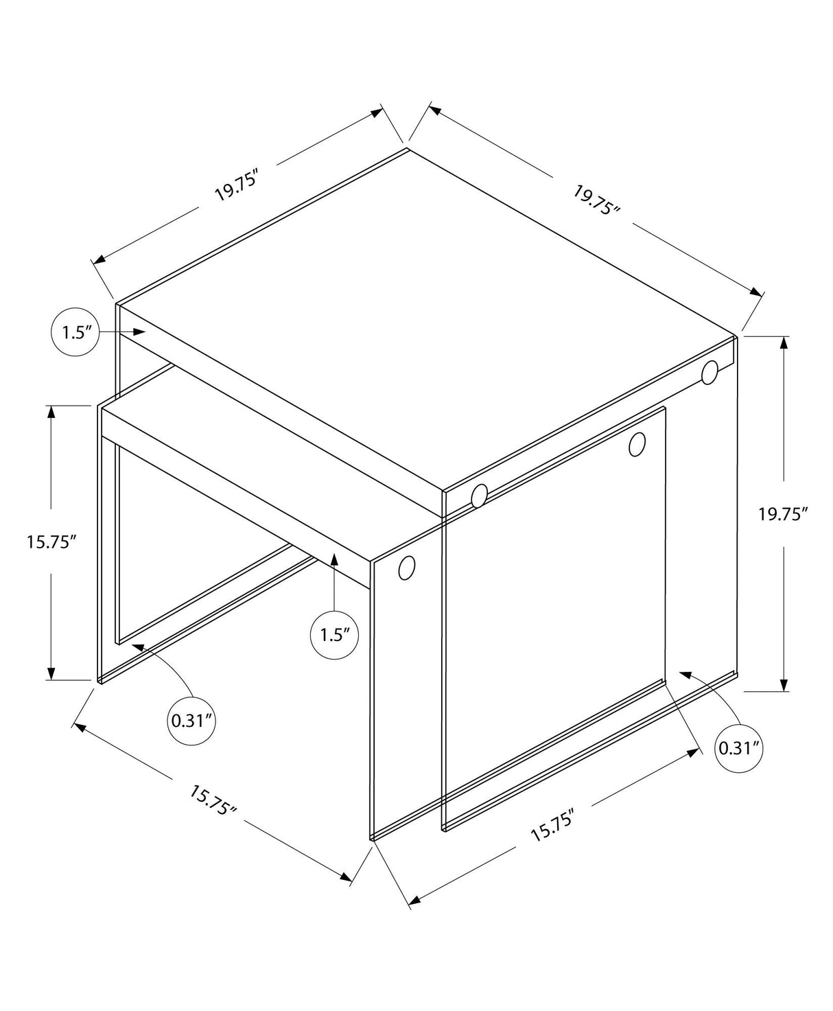 Accent Nesting Table Clear Tempered Glass For Living Room (Set of 2) - Best Buy Furniture