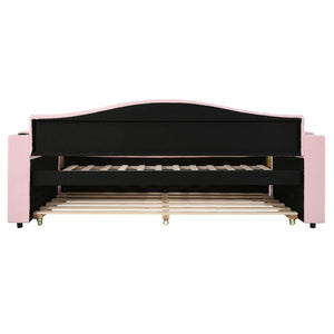 Upholstered Daybed With Storage Armrests, Trundle And Latest Integrated tooth Audio System