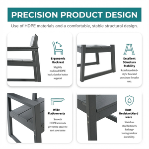 Grey HDPE Outdoor & Garden Armchairs with Backrest