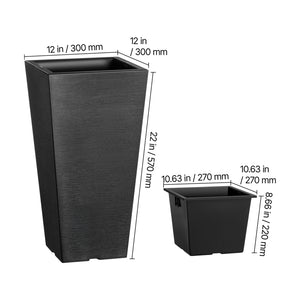 Set of 2 Tall Outdoor Planters 22 Inch