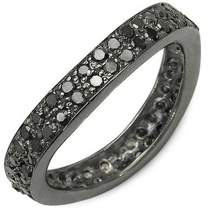 1.11 Carat Genuine Black Diamond .925 Sterling Silver Ring