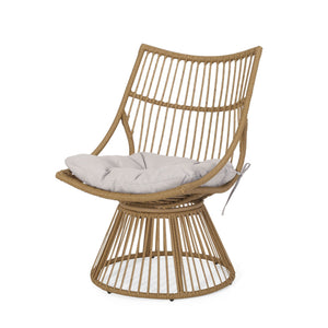 2 Piece Rattan Patio Set With Club Chair And Side Table - Beige / Light Brown - Best Buy Furniture