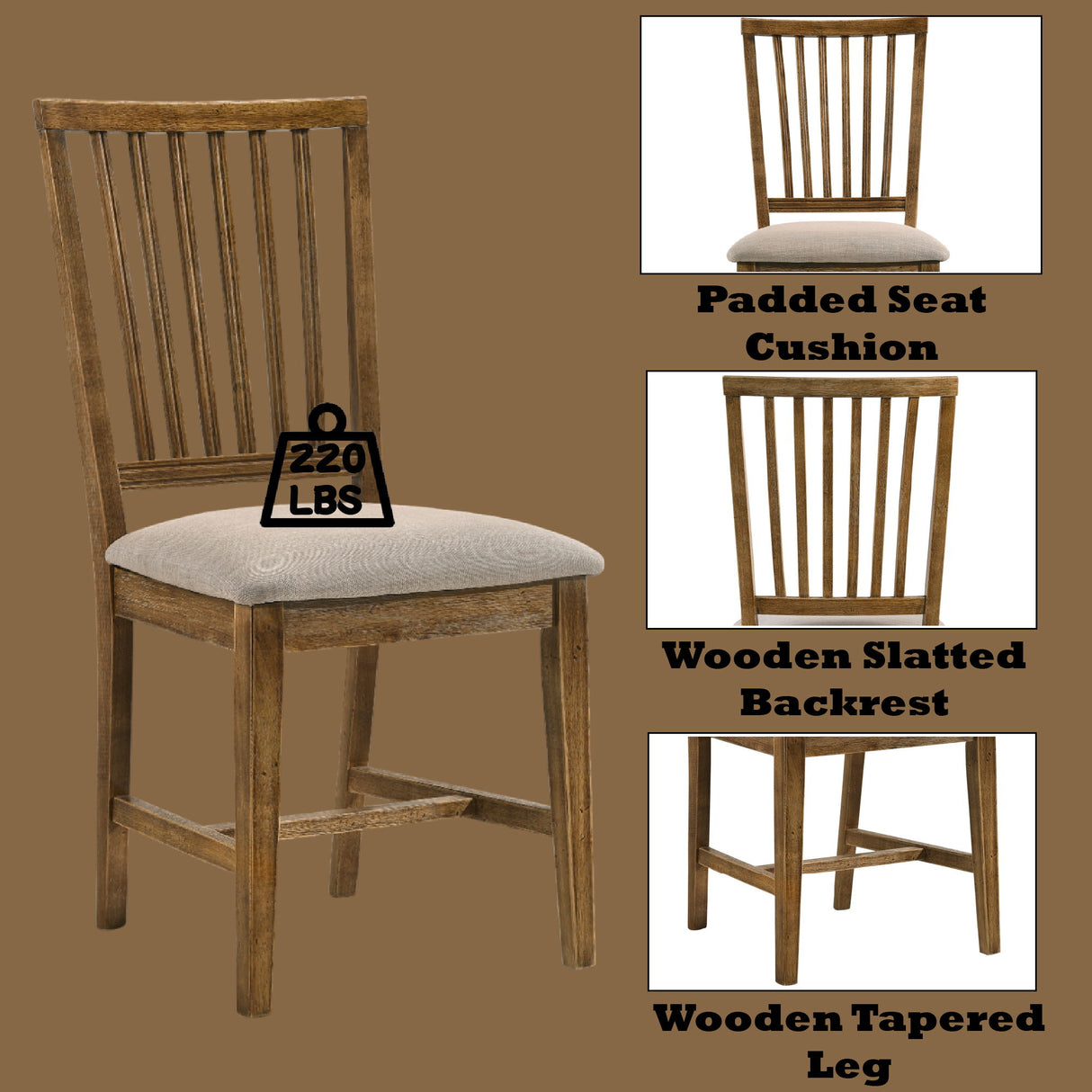 Wallace II - 5 Pieces Dining Room Set - Oak