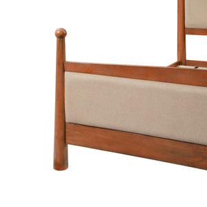 Queen Size Upholstered Platform Bed Frame with Wooden Slat Support