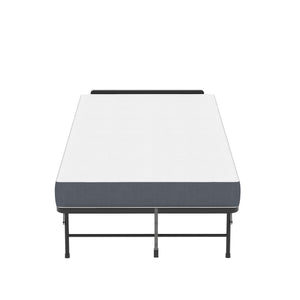 Twin Adjustable Headboard Folding Bed With Memory Foam Mattress, Heavy-Duty Frame Cot For Tall People, Portable Guest On Wheels - Black