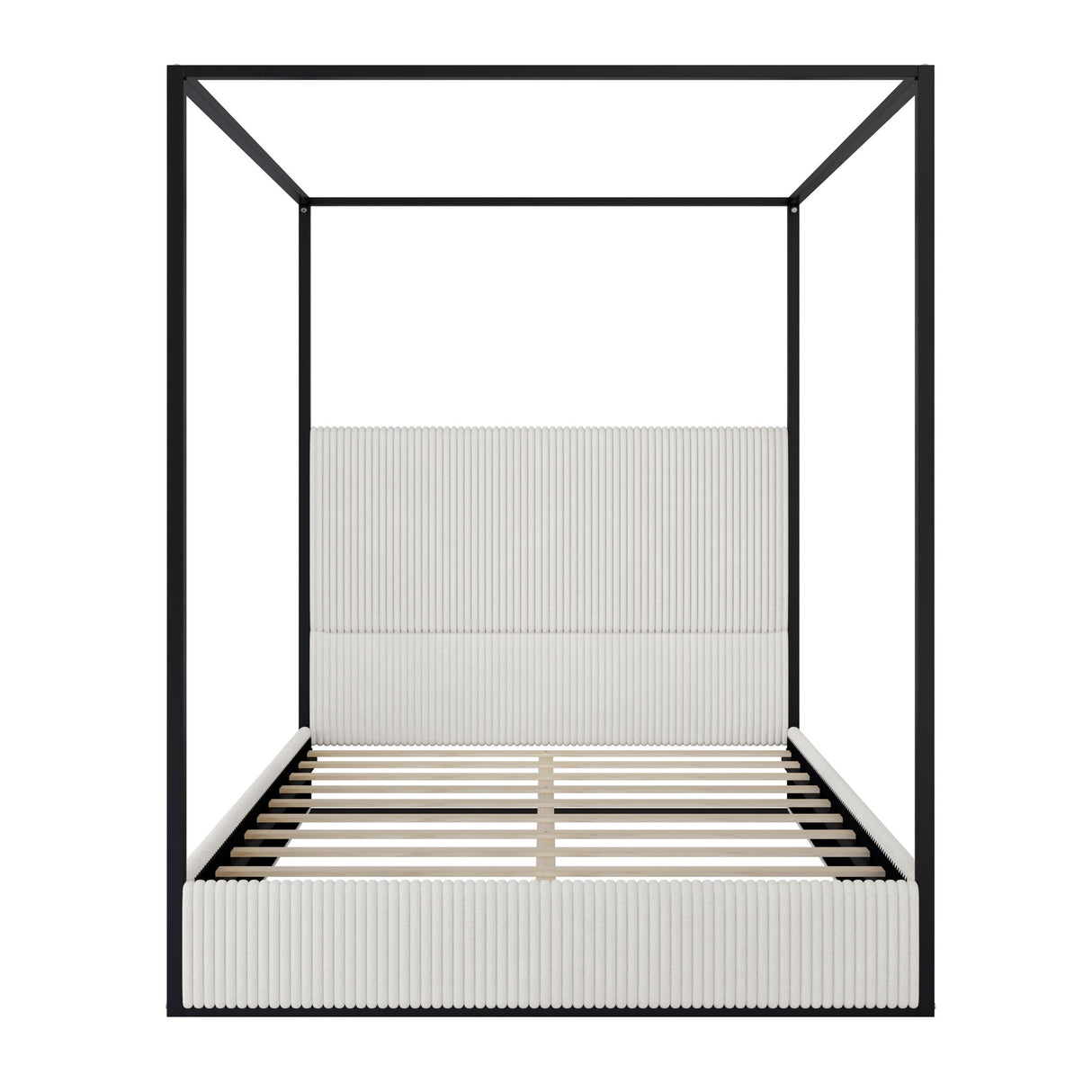 Canopy Bed With Tall Upholstered Headboard And 4 Poster