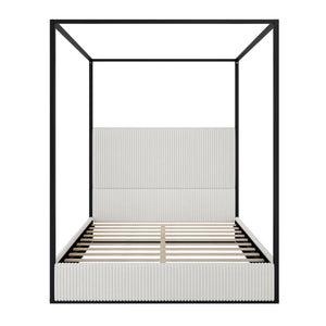 Canopy Bed With Tall Upholstered Headboard And 4 Poster
