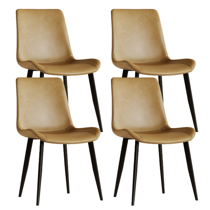 Modern Dining Chair Set with Carbon Steel Legs – 4 Piece, Gray or Light Brown