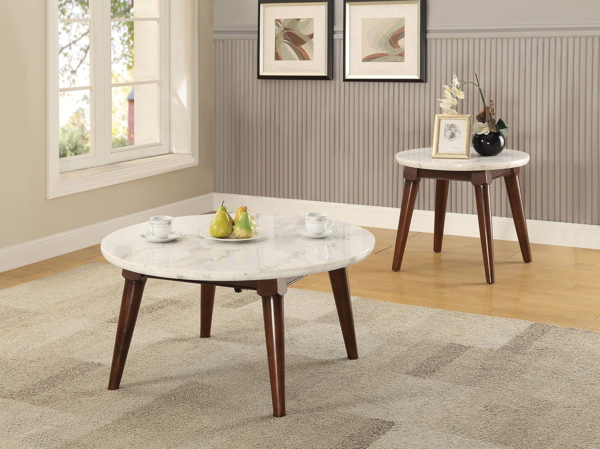 Gasha - Coffee Table - White Marble / Walnut - Best Buy Furniture