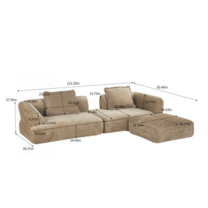 122" Modern L-Shaped Sectional Sofa with Chaise Lounge