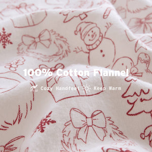 Holiday Doodles Twin XL 100% Cotton 3-Piece Sheet Set - Holiday Doodles