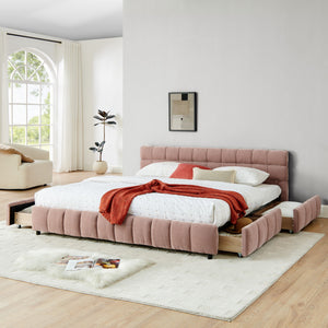 Modern Platform Bed Frame With Thick Fabric