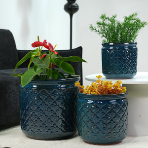 Handmade Ceramic Flower Pot Set of 3, 15/12/9 Inch Diameter
