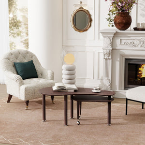 Rotatable Coffee Table With Solid Legs, 360 Degree Swivel, Waterproof - Walnut