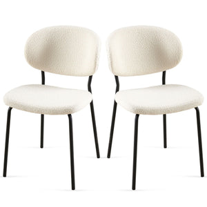 Boucle Dining Chairs, Dining Chairs With Metal Legs For Dining Room, Kitchen, Living Room