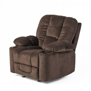 Luxurious Manual Recliner Chair With Skin-Friendly Fabric And Dual Cup Holders - Best Buy Furniture