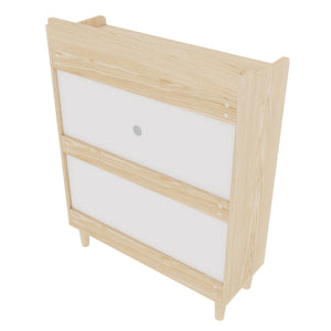 Shoe Storage Cabinet With 2 Flip Drawers, Compact Entryway Organizer - Natural / White