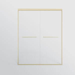 Double Sliding Shower Door, Semi-Frameless Bypass Bathroom Sliding Door With 1/4" (6 Mm) Tempered Glass For Walk-In Shower