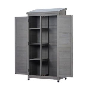 Outdoor Storage Shed With Vertical Tool Cabinet For Backyard