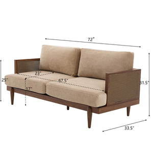 Emir 72" Square Arm 3-Seater Velvet Sofa