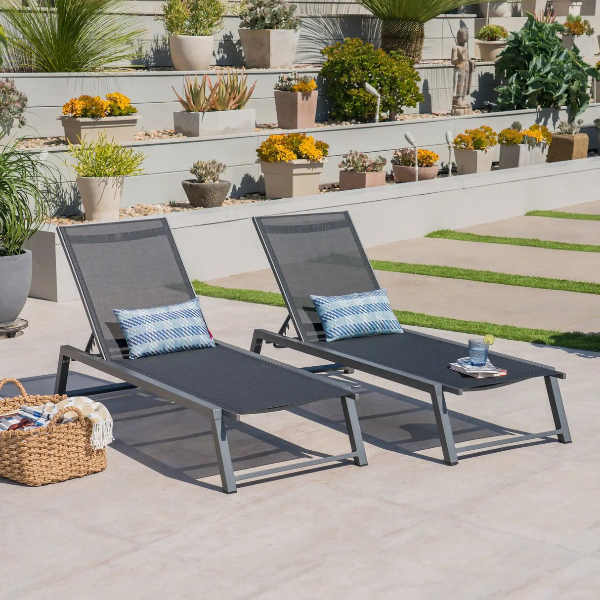 Myers - Modern Chaise Lounge Set With Adjustable Mesh Back - Best Buy Furniture