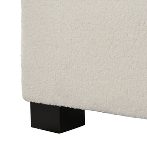 Textured Boucle Ottoman Bench With Hinged Lid For Seating And Storage - Beige